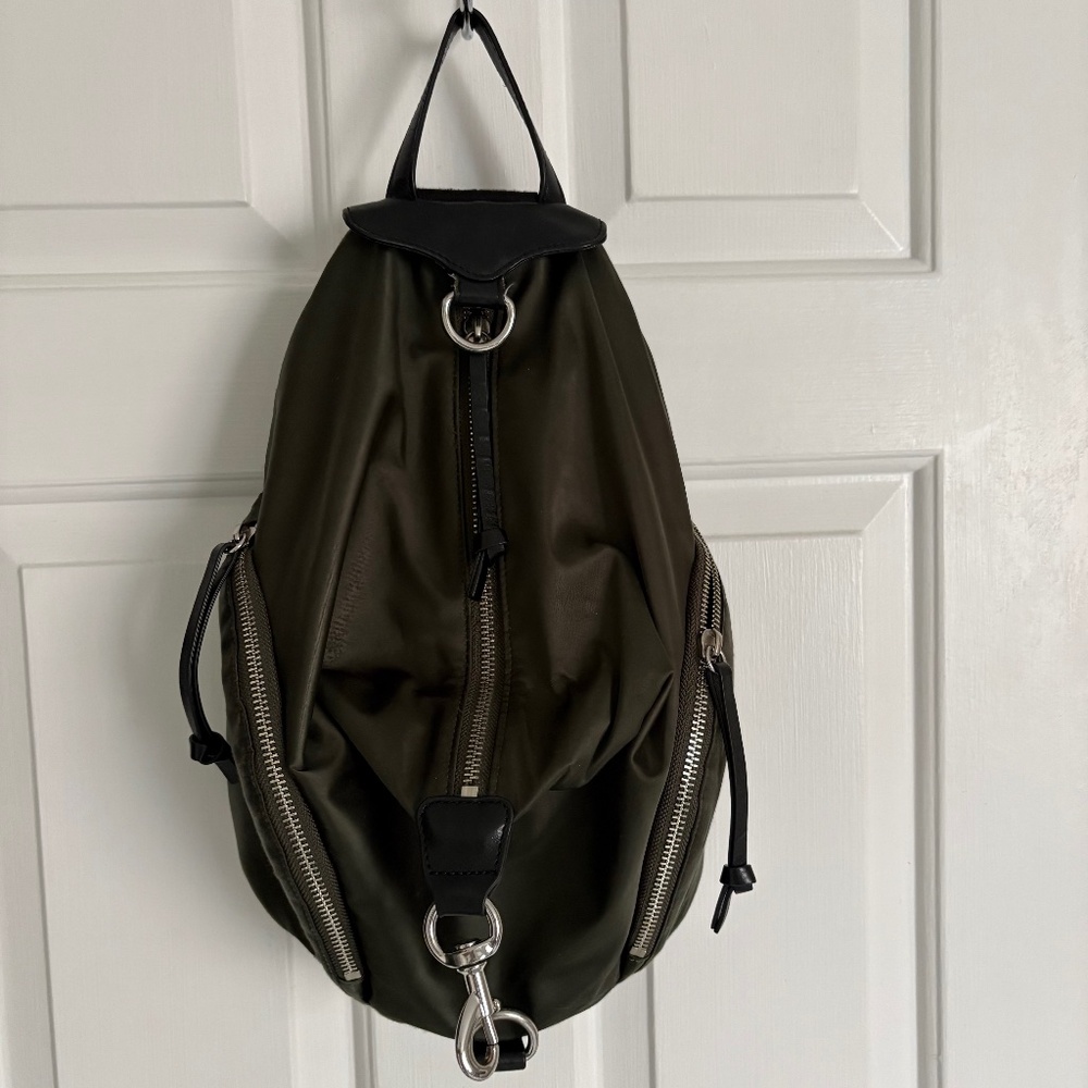 Rebecca Minkoff Julian Backpack Green Nylon with Silver Hardware